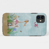 White Pelican, Flowers and Butterflies, Monogram Case-Mate iPhone Case (Achterkant (horizontaal))