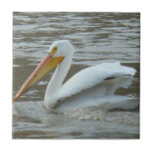 White Pelican on Muddy River Tegeltje (Voorkant)