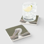 White Pelican Stenen Onderzetter (Zijkant)