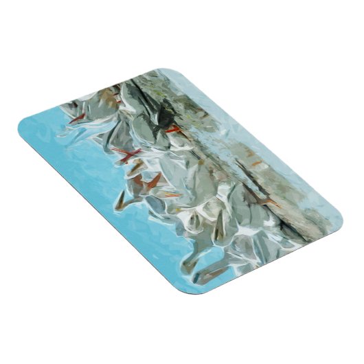 White Pelicans and Black Friend Abstract Magneet (Rechterzijde)