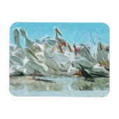 White Pelicans and Black Friend Abstract Magneet (Horizontaal)