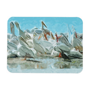 White Pelicans and Black Friend Abstract Magneet