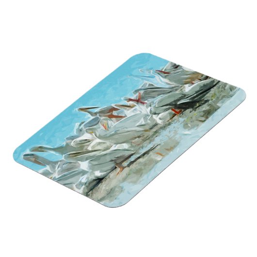 White Pelicans and Black Friend Abstract Magneet (Linkerzijde)