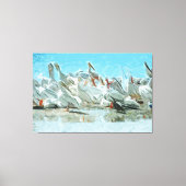 White Pelicans and Cormorant Abstract Canvas Afdruk (Voorkant)