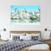 White Pelicans and Cormorant Abstract Canvas Afdruk (Insitu (Slaapkamer))