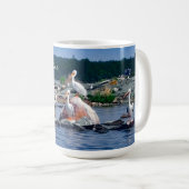White Pelicans Party on the Lake Personalized Koffiemok (Voorkant rechts)