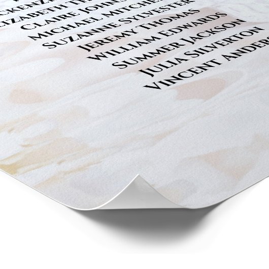 White Peonies 11 Table Wedding Seating Chart Poster (Hoek)