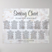 White Peonies 11 Table Wedding Seating Chart Poster (Voorkant)