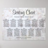White Peonies 11 Table Wedding Seating Chart