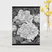 White Peonies Drawing Wenskaart Kaart (Gele Bloem)