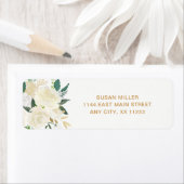 White Peonies Floral bruiloft return address Etiket (Insitu)