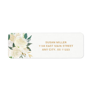 White Peonies Floral bruiloft return address Etiket