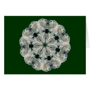 White Peonies Flower Kaleidoscope Blank Note Card
