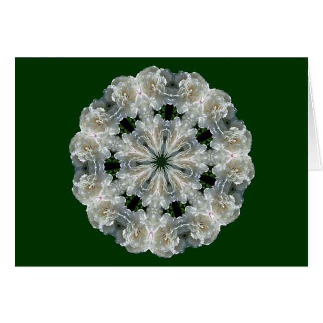 White Peonies Flower Kaleidoscope Blank Note Card (Voorkant Horizontaal)