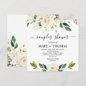 White Peonies Foliage Couples Shower Kaart (Voorkant / Achterkant)