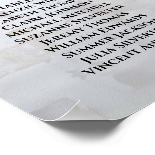 White Peonies Hearts 4 Table Wedding Seating Chart Poster (Hoek)