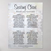 White Peonies Hearts 4 Table Wedding Seating Chart Poster (Voorkant)