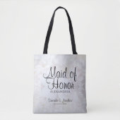 White Peonies & Hearts Wedding Maid of Honor Tote Bag (Voorkant)