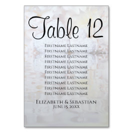 White Peonies & Hearts Wedding Seating Chart Kaart