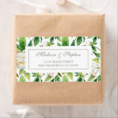 White Peonies & Leaf Waterverf - Wedding Etiket (Insitu)