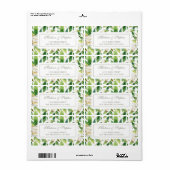 White Peonies & Leaf Waterverf - Wedding Etiket (Full Sheet)