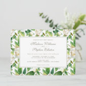 White Peonies & Leaf Waterverf - Wedding Kaart (Staand voorkant)
