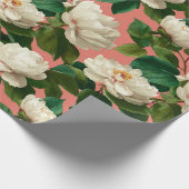 White Peonies on pechy background pattern Cadeaupapier (Hoek)