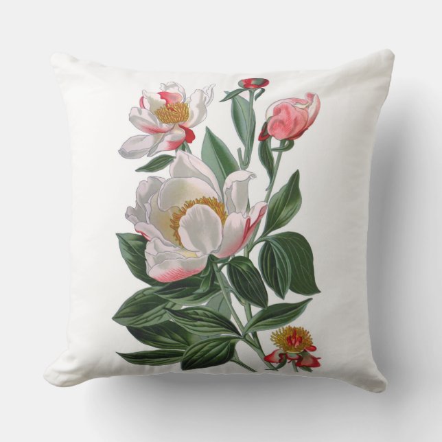 White Peonies Outdoor Fabric Sierkussen 20x20 (Voorkant)