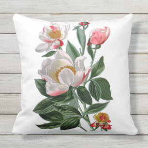 White Peonies Outdoor Fabric Sierkussen 20x20