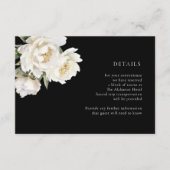 White Peonies Wedding Black — Kaart met details (Voorkant)