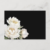 White Peonies Wedding Black — Kaart met details (Achterkant)