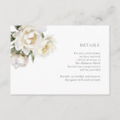 White Peonies Wedding Details Kaart (Voorkant)