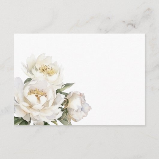 White Peonies Wedding Details Kaart (Achterkant)