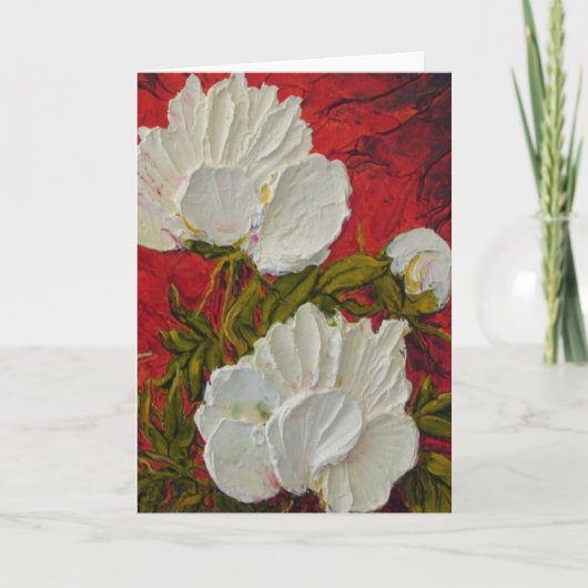 White Peonies Wenskaart Kaart (Voorkant)