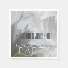 White Peony 1st Wedding Animals Paper Napkins 1 Servetten