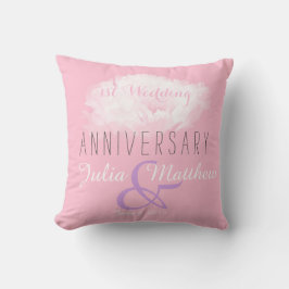 White Peony 1st Wedding Jubileum, aangepast Pillow Kussen
