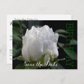 White Peony 30th Birthday Save the Date Briefkaart (Voorkant / Achterkant)
