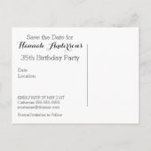 White Peony 35th Birthday Save the Date Briefkaart (Achterkant)