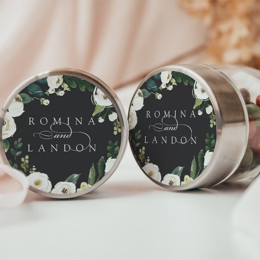 White Peony | Aangepaste Floral Wedding Ronde Sticker