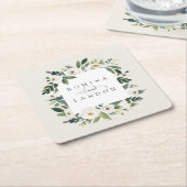 White Peony | Aangepersonaliseerde Floral Lijst We Kartonnen Onderzetters (Schuin)