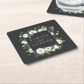 White Peony | Aangepersonaliseerde Floral Lijst We Kartonnen Onderzetters (Schuin)