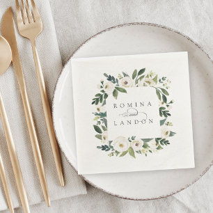 White Peony   Aangepersonaliseerde Floral Lijst We Servet