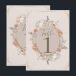 White Peony & Blush Rose Floral Table Numbers Kaart<br><div class="desc">Table Numbers. look for matching items in my store.</div>