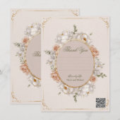 White Peony & Blush Rose Floral Wedding  Kaart (Voorkant / Achterkant)