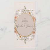 White Peony & Blush Rose Floral Wedding  Menu (Achterkant)