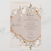 White Peony & Blush Rose Floral Wedding  Menu (Voorkant / Achterkant)