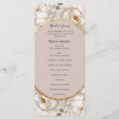 White Peony & Blush Rose Floral Wedding Program Menu (Voorkant)
