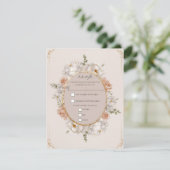 White Peony & Blush Rose Floral Wedding RSVP Kaart (Staand voorkant)