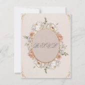 White Peony & Blush Rose Floral Wedding RSVP Kaart (Achterkant)