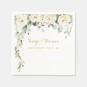 White Peony Epiphany Wedding Cocktail Napkins Servet